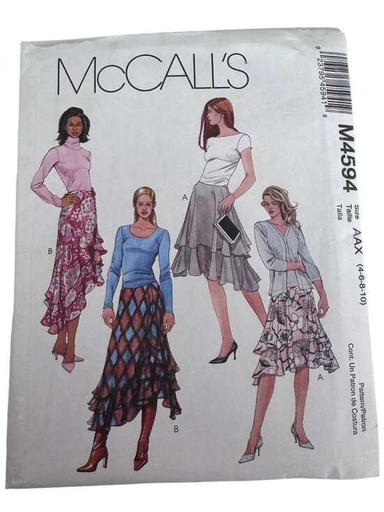 McCall's Other - McCalls Sewing Pattern M4594 Y2K Flowy Skirt Ruffle Hem Boho Chic 4-10 Uncut